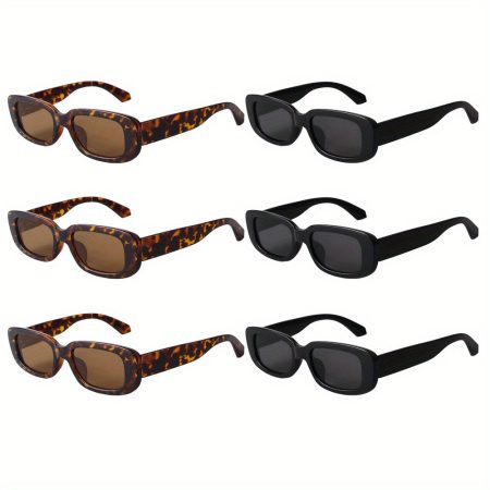 6pcs Retro Sunglasses for Women 90’s Vintage Fashion Narrow Square Frame Driving Glasses UV400 Protection Sun glasses