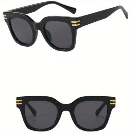 Retro Square Oversized Fashion Glasses - Metal Hinge Unisex Fashion Glasses, Stylish Black Frame & Lenses for Adventures, Vacations, Street Photography - Durable & Lightweight, Perfect Holiday Gift Idea, Novelty Glasses, Street Style Eyewear, Robust Eyewe
