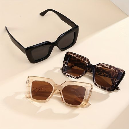 3pcs Women's Oversized Wide Leg Cat Eye Fashion Glasses - European Sporty Chic Style, Lightweight PC Polycarbonate Lenses & Plastic Frame, Decorative Lens Function for & Casual Outings, Accessories, Trendy Eyewear, Durable Eyewear